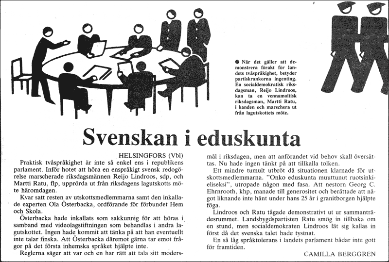 Klipp från Vasabladet 11.11.1986.