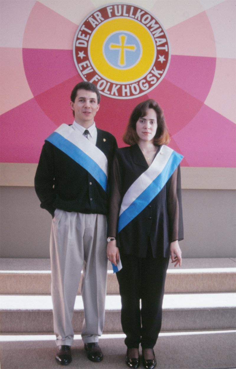 Här ses Juan och Sandra som marskalker under elevförbundshögtiden 1994.